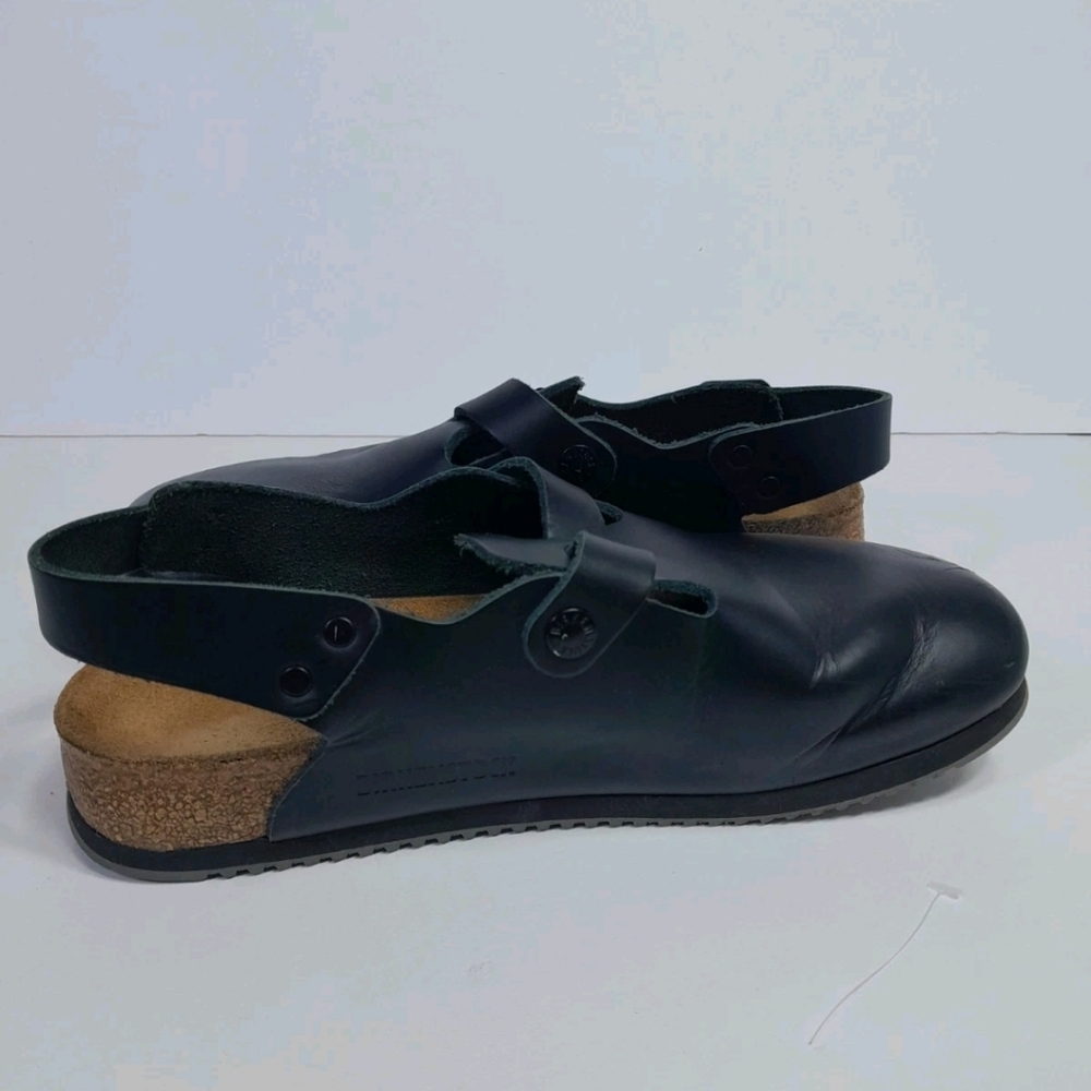 Black Leather Clogs with Adjustable Strap - image 7